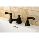 Two-Handle 3-Hole Deck Mount Widespread Bathroom Faucet with Brass Pop-Up Drain