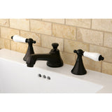 Two-Handle 3-Hole Deck Mount Widespread Bathroom Faucet with Brass Pop-Up Drain