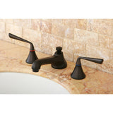 Two-Handle 3-Hole Deck Mount Widespread Bathroom Faucet with Brass Pop-Up Drain