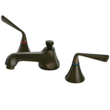 Two-Handle 3-Hole Deck Mount Widespread Bathroom Faucet with Brass Pop-Up Drain