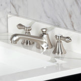 Two-Handle 3-Hole Deck Mount Widespread Bathroom Faucet with Brass Pop-Up Drain