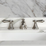 Two-Handle 3-Hole Deck Mount Widespread Bathroom Faucet with Brass Pop-Up Drain