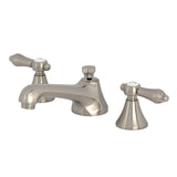 Two-Handle 3-Hole Deck Mount Widespread Bathroom Faucet with Brass Pop-Up Drain