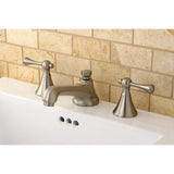 Two-Handle 3-Hole Deck Mount Widespread Bathroom Faucet with Brass Pop-Up Drain