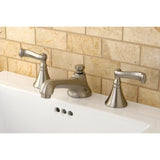 Two-Handle 3-Hole Deck Mount Widespread Bathroom Faucet with Brass Pop-Up Drain