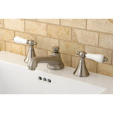 Two-Handle 3-Hole Deck Mount Widespread Bathroom Faucet with Brass Pop-Up Drain