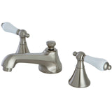 Two-Handle 3-Hole Deck Mount Widespread Bathroom Faucet with Brass Pop-Up Drain