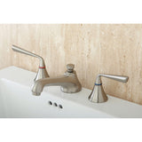 Two-Handle 3-Hole Deck Mount Widespread Bathroom Faucet with Brass Pop-Up Drain