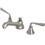 Two-Handle 3-Hole Deck Mount Widespread Bathroom Faucet with Brass Pop-Up Drain