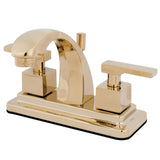 Executive Double-Handle 3-Hole Deck Mount 4-Inch Centerset Bathroom Faucet with Brass Pop-Up