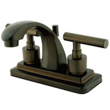 Manhattan Double-Handle 3-Hole Deck Mount 4-Inch Centerset Bathroom Faucet with Brass Pop-Up