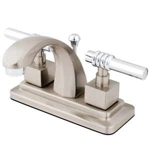 Milano Double-Handle 3-Hole Deck Mount 4-Inch Centerset Bathroom Faucet with Brass Pop-Up