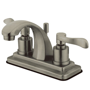 NuWave Double-Handle 3-Hole Deck Mount 4-Inch Centerset Bathroom Faucet with Brass Pop-Up