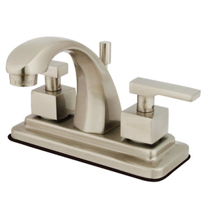 Executive Double-Handle 3-Hole Deck Mount 4-Inch Centerset Bathroom Faucet with Brass Pop-Up