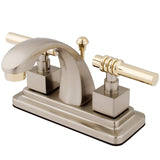 Milano Double-Handle 3-Hole Deck Mount 4-Inch Centerset Bathroom Faucet with Brass Pop-Up