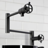 Wendell Two-Handle 1-Hole Deck Mount Pot Filler Faucet with Knurled Handle