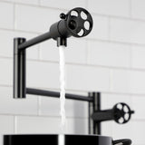 Wendell Two-Handle 1-Hole Deck Mount Pot Filler Faucet with Knurled Handle