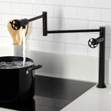 Wendell Two-Handle 1-Hole Deck Mount Pot Filler Faucet with Knurled Handle