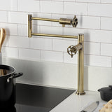 Wendell Two-Handle 1-Hole Deck Mount Pot Filler Faucet with Knurled Handle