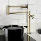 Wendell Two-Handle 1-Hole Deck Mount Pot Filler Faucet with Knurled Handle