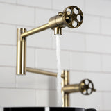 Wendell Two-Handle 1-Hole Deck Mount Pot Filler Faucet with Knurled Handle