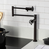 Wendell Two-Handle 1-Hole Deck Mount Pot Filler Faucet with Knurled Handle