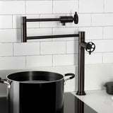 Wendell Two-Handle 1-Hole Deck Mount Pot Filler Faucet with Knurled Handle