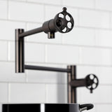 Wendell Two-Handle 1-Hole Deck Mount Pot Filler Faucet with Knurled Handle