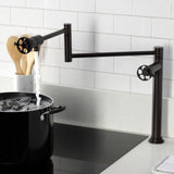 Wendell Two-Handle 1-Hole Deck Mount Pot Filler Faucet with Knurled Handle