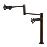 Wendell Two-Handle 1-Hole Deck Mount Pot Filler Faucet with Knurled Handle