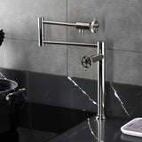 Wendell Two-Handle 1-Hole Deck Mount Pot Filler Faucet with Knurled Handle