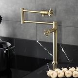 Wendell Two-Handle 1-Hole Deck Mount Pot Filler Faucet with Knurled Handle