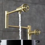 Wendell Two-Handle 1-Hole Deck Mount Pot Filler Faucet with Knurled Handle