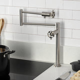 Wendell Two-Handle 1-Hole Deck Mount Pot Filler Faucet with Knurled Handle