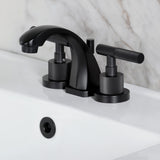 Convergent Two-Handle 3-Hole Deck Mount Widespread Bathroom Faucet with Knurled Handle and Brass Pop-Up Drain