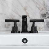 Convergent Two-Handle 3-Hole Deck Mount Widespread Bathroom Faucet with Knurled Handle and Brass Pop-Up Drain