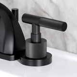 Convergent Two-Handle 3-Hole Deck Mount Widespread Bathroom Faucet with Knurled Handle and Brass Pop-Up Drain