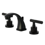 Convergent Two-Handle 3-Hole Deck Mount Widespread Bathroom Faucet with Knurled Handle and Brass Pop-Up Drain