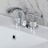 Convergent Two-Handle 3-Hole Deck Mount Widespread Bathroom Faucet with Knurled Handle and Brass Pop-Up Drain