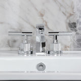 Convergent Two-Handle 3-Hole Deck Mount Widespread Bathroom Faucet with Knurled Handle and Brass Pop-Up Drain