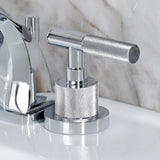 Convergent Two-Handle 3-Hole Deck Mount Widespread Bathroom Faucet with Knurled Handle and Brass Pop-Up Drain