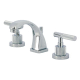 Convergent Two-Handle 3-Hole Deck Mount Widespread Bathroom Faucet with Knurled Handle and Brass Pop-Up Drain