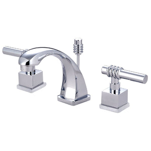 Milano Two-Handle 3-Hole Deck Mount Widespread Bathroom Faucet with Brass Pop-Up Drain