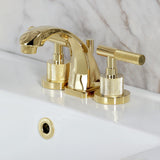 Convergent Two-Handle 3-Hole Deck Mount Widespread Bathroom Faucet with Knurled Handle and Brass Pop-Up Drain