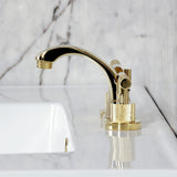 Convergent Two-Handle 3-Hole Deck Mount Widespread Bathroom Faucet with Knurled Handle and Brass Pop-Up Drain