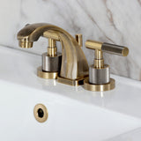 Convergent Two-Handle 3-Hole Deck Mount Widespread Bathroom Faucet with Knurled Handle and Brass Pop-Up Drain