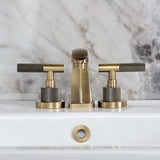 Convergent Two-Handle 3-Hole Deck Mount Widespread Bathroom Faucet with Knurled Handle and Brass Pop-Up Drain