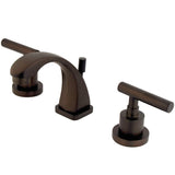 Manhattan Two-Handle 3-Hole Deck Mount Widespread Bathroom Faucet with Brass Pop-Up Drain