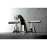 Manhattan Two-Handle 3-Hole Deck Mount Widespread Bathroom Faucet with Brass Pop-Up Drain