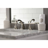 Manhattan Two-Handle 3-Hole Deck Mount Widespread Bathroom Faucet with Brass Pop-Up Drain